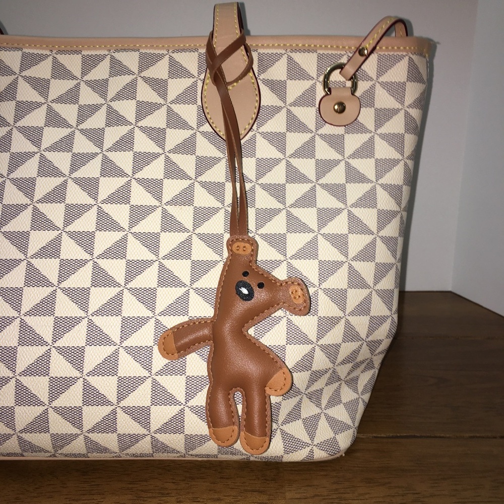 NWOT Faux Leather Teddy Bear Bag Charm